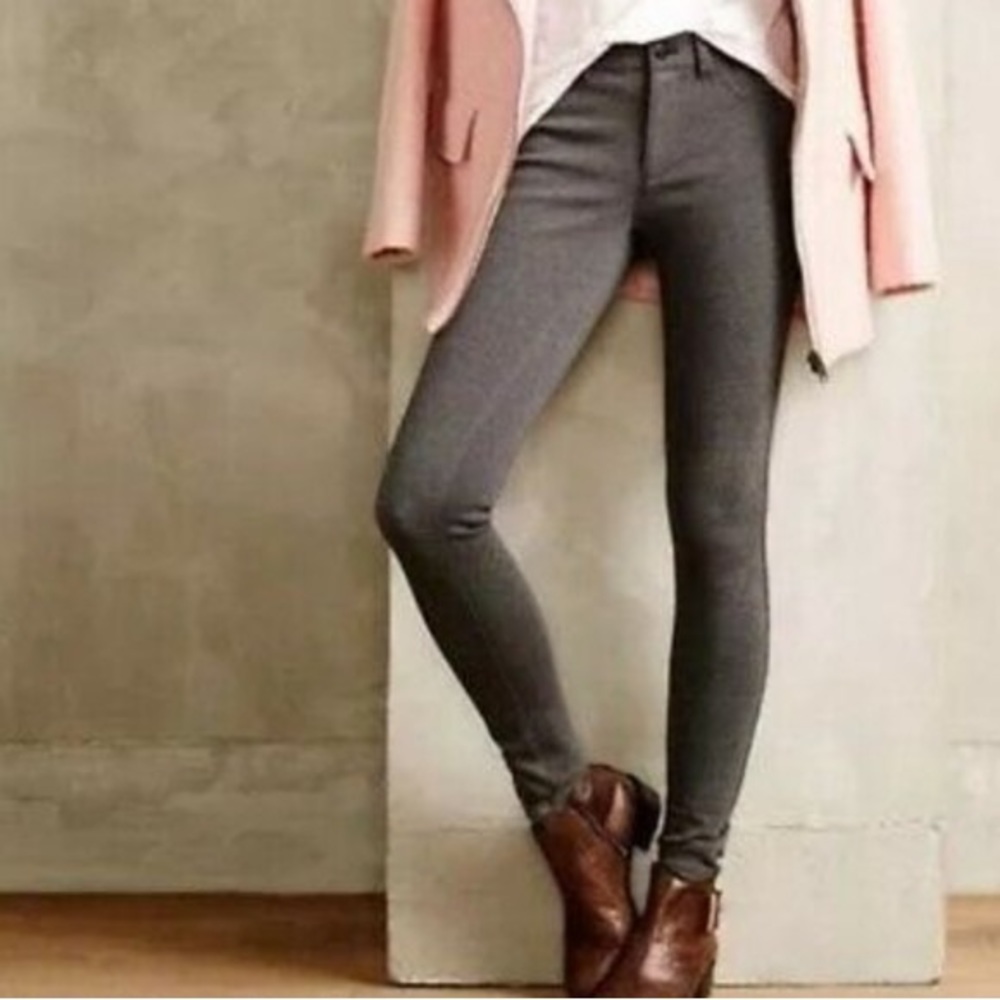 Pilcro and the letterpress stet fit micro corduroy pants zip at leg grey size 25